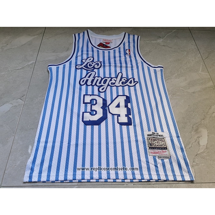 Camiseta Los Angeles Lakers Shaquille O'Neal #34 Mitchell & Ness 1996-97 Azul Blanco